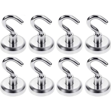 Crochets magnétiques, aimant puissant en néodyme 18 kg Force de traction, pour accessoires de cuisine, 25 mm, paquet de 8 (1/5)