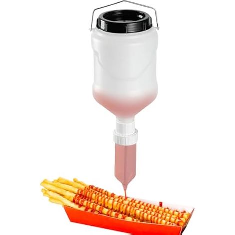 Bouteille à épices à Suspendre, Recipient Sauce Presser Les Bouteilles de 3L, Bouteille Sauce Rechargeable Distributeur de Ketchup Anti-Fuite pour Restaurants Sauces d'assaisonnement Vinaigrette (1/5)