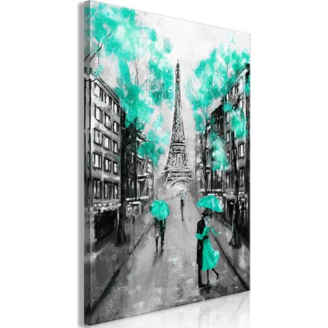 Quadro - Paris Rendez-Vous (1 Part) Vertical Green - 80x120 (1/4)