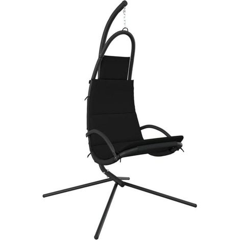 Balancelle de jardin en tissu Oxford et acier avec coussin noir (1/5)