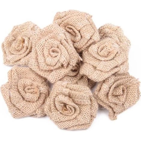 Toile de jute à fleurs de roses, décoration rustique vintage en jute hessienne pour Noël, mariage, couleur naturelle de jute, pièce décorative CIMIER (1/5)