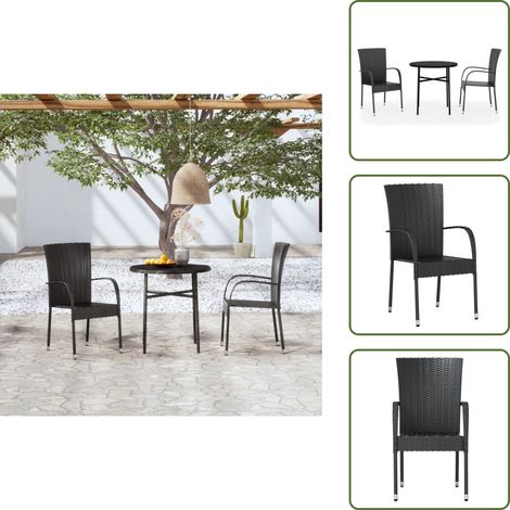 Rattan - vidaXL Set Mobili da Pranzo per Giardino 3 pz Polyrattan Nero - Poliester
