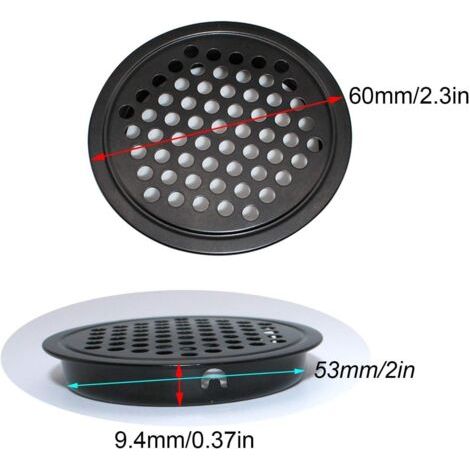 Grille de ventilation ronde en acier, 6 pièces, pour armoire, 60 mm, utilisable dans un garage, une salle de bain ou une cha (1/3)