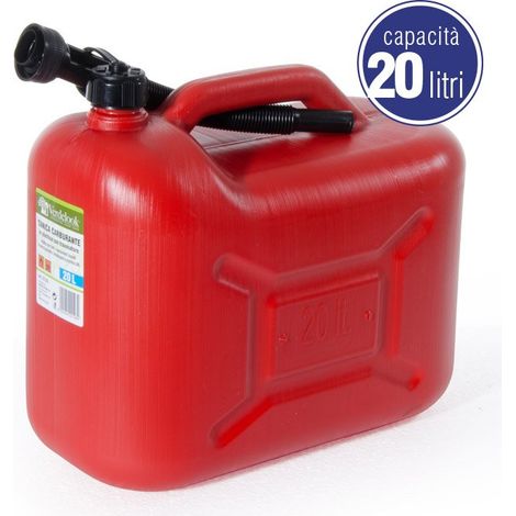 Tanica Benzina 20 Lt Plastica con Boccaglio Trasporto Carburanti Omologata UN