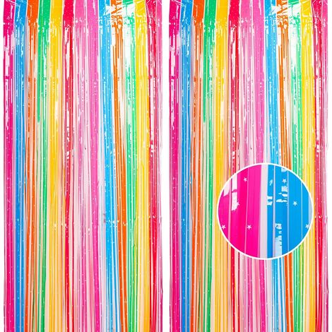 Lot de 2 rideaux de porte pailletés en aluminium arc-en-ciel 1 x 2,5 m pour décoration fête d'anniversaire, école, remise de diplôme de jeune (1/5)