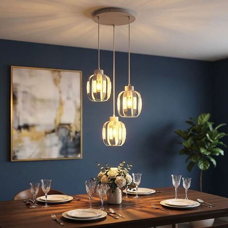 Hängeleuchte Pendelleuchte Wohnzimmerlampe höhenverstellbar Weiß Metall Ø 38 cm (1/5)