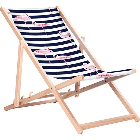 Tumbona clásica de haya GreenBlue GB183 con estampado Flamingo (1/3)