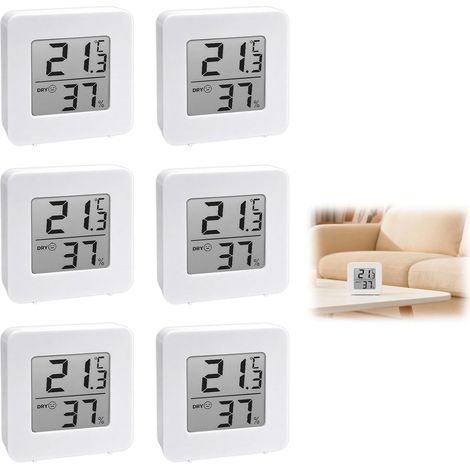 6 Pcs Thermomètres Hygromètres Intérieur Digital à Haute Précision Thermomètre Hygromètre Interieur Mini LCD Digital Mural pour Maison Chambre Bébé Bureau Vestiaire Serre Indicateur Niveau de Confort (1/5)