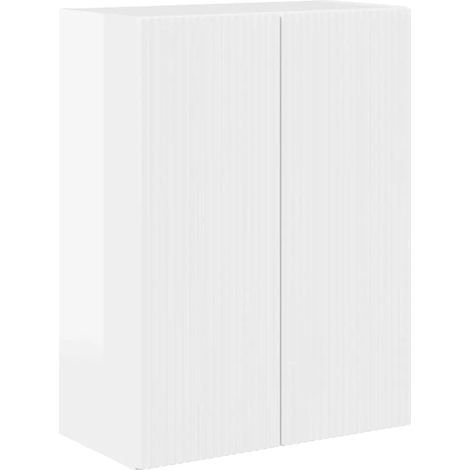 Mueble TV de pared moderno rectangular 59,5 x 31 x 80 cm con puertas batientes de madera blanca brillante 020055034 (1/5)