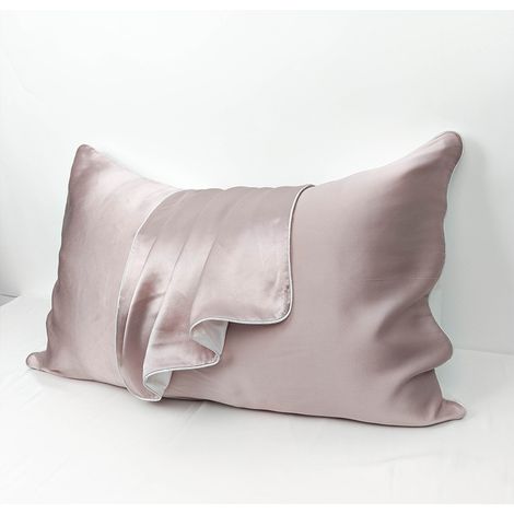 MINKUROW Funda de Almohada - 100% Seda de Morera Natural - Para Cabello y Piel - 19mm Seda por Una Cara - 2 Unidades, Seda, Estándar 48x74cm Ciruela Claro (1/5)