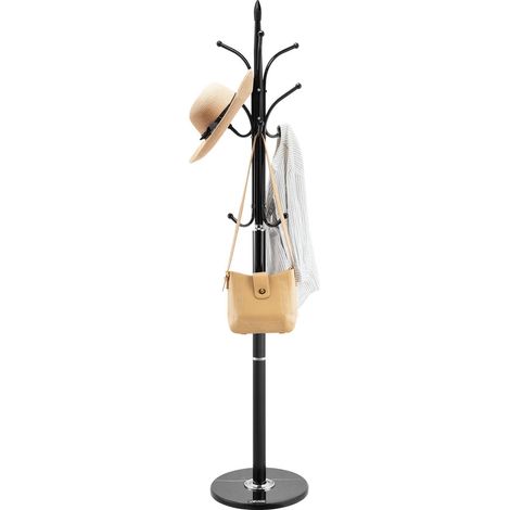 Porte-manteau autoportant en marbre stable avec 6 crochets, parfait pour l'entrée, la chambre ou le bureau, design moderne. (1/5)