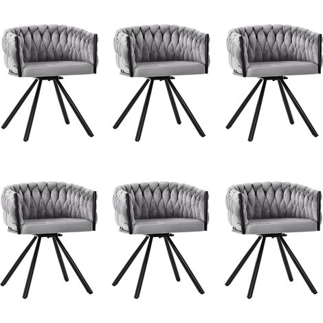 Juego de 6 sillas de comedor giratorias de terciopelo gris 59 x 54 x 72 cm MODENUIT (1/5)