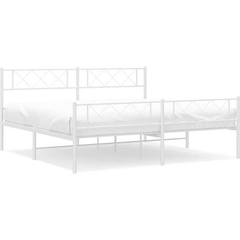 Maison Exclusive - Cadre de lit métal sans matelas et pied de lit blanc 193x203 cm (1/5)