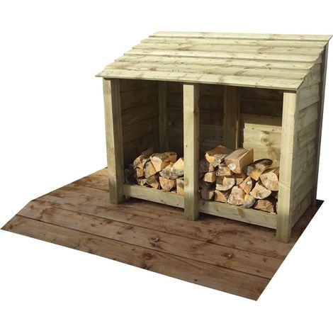 Wooden Log Store, W146xH126cm (Light green, natural finish)