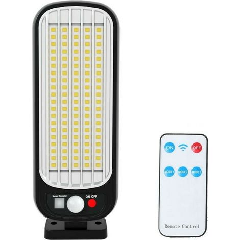 FARO LAMPIONE STRADALE PANNELLO SOLARE FOTOVOLTAICO SENSORE 100 LED SMD GL-84069