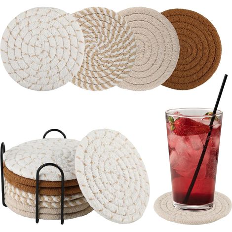 Lot de 8 Dessous de Verre Ronds pour Verres - Antidérapant Dessous De Verre Feutre - Dessous de Verre - Convient pour Toutes Sortes de Tasses (1/5)