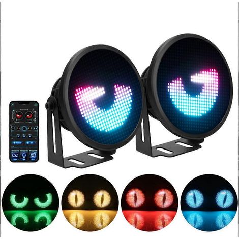 Stück 3-Zoll-Auto-Angel-Eyes-Ring-Nebelscheinwerfer-LED-Bildschirm-App-Steuerung DIY-Multimedia-Player-Scheinwerfer-Dynamic-Eye-LightsJXLGV (1/5)