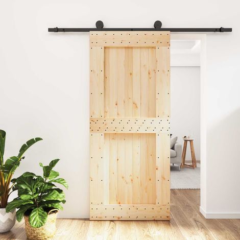 Teenpull – Schiebetür Natürlich und Schwarz 90 x 210 cm Massivkiefer (1/5)