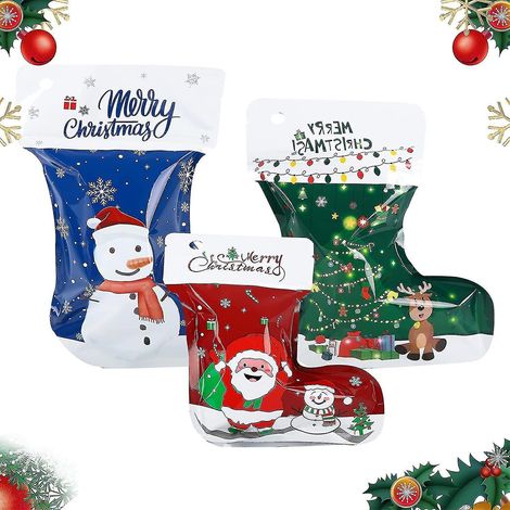 Décorations de Noël - Sacs à fermeture éclair de Noël - Sacs en mylar pour Noël - Sacs à bonbons - Sacs à surprises pour enfants (1/5)