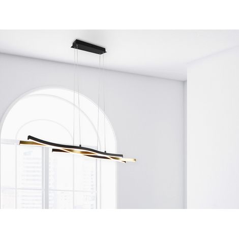 Trio Leuchten LED Pendelleuchte Blaze schwarz-messing 107 x 15,5 cm dimmbar Pendelleuchte (1/5)