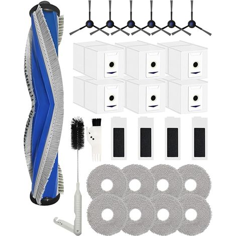 FOREHILL Lot de 27 Accessoires pour ECOVACS DEEBOT T30 Omni/T30 Pro Omni/T30C Pro Omni Robot Aspirateur,1 Brosse Principale 6 Brosses latrales 4 Filtres HEPA 6 Sacs aspirateur 8 Chiffons etc,Bleu (1/5)