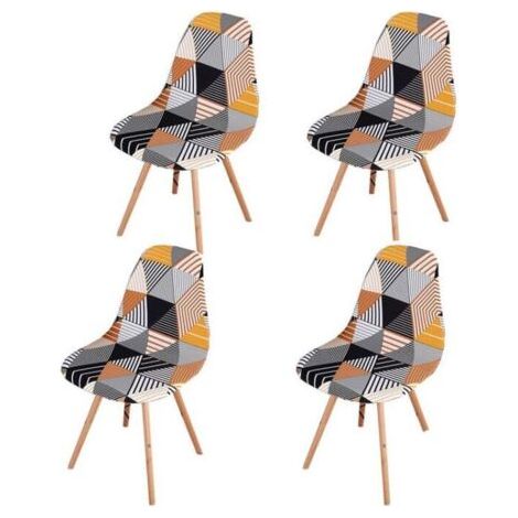 Lot de 4 housses de chaise extensibles – Tissu polyester et spandex – Résistantes à la décoloration et au boulochage – Lavables en machine (1/5)