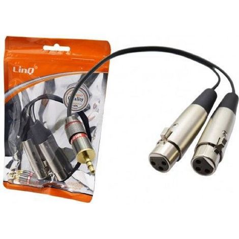 TRADE SHOP - Cavo Adattatore Audio Da Jack 3,5mm Maschio A 2 Xlr Femmina Microfono Stereo Kl-9249 -