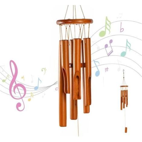 Bamboo Wind Chime - 6 Tubes - 78 cm - Hanging Wooden Wind Chime for Indoor Decor - Vintage Memorial Gift (1/5)