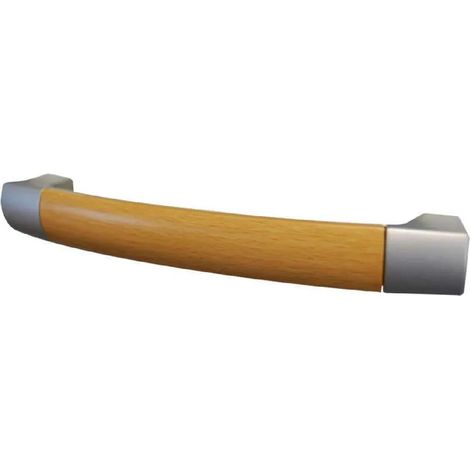 Maniglia rettangolare, alluminio/pvc grigio legno, L.146mm, H.27mm, interasse 128mm, 1 pezzo con viti.