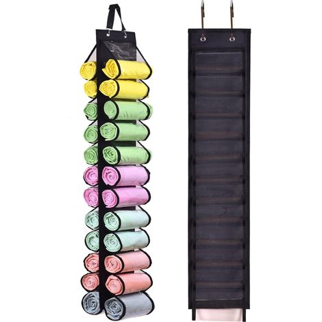 Porta leggings pieghevole nero – Contiene 26 leggings, magliette e jeans, organizer portatile per abbigliamento (1/5)