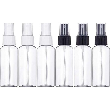 6 pièces de flacon pulvérisateur vide de 100 ml Flacon pulvérisateur vide Pulvérisateur atomiseur en plastique réutilisable,blancx3,noirx3 (1/5)