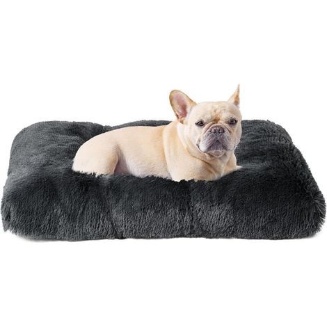 Coussin carré en peluche gris foncé pour chien et chat, 40 x 30 x 5 cm, doux et moelleux, idéal pour un sommeil profond, 1 pièce (1/3)
