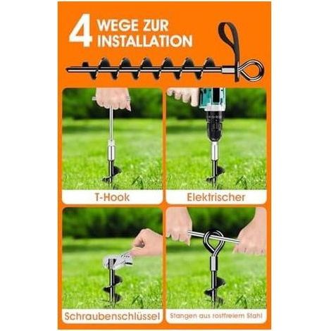Ancrage au Sol 4 Jeux avec Sangles - Vis Pleine et Large pour Fixation Sûre de Trampoline, Auvent, Balançoire Pack (1/5)