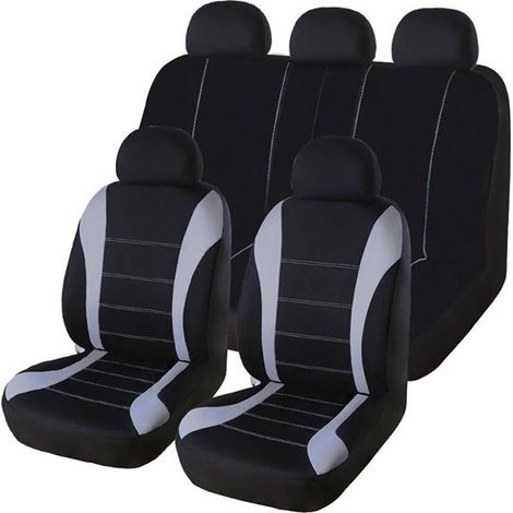 Lot de 9 housses de siège auto universelles, imperméables et adaptées à toutes les saisons, grises. (1/2)