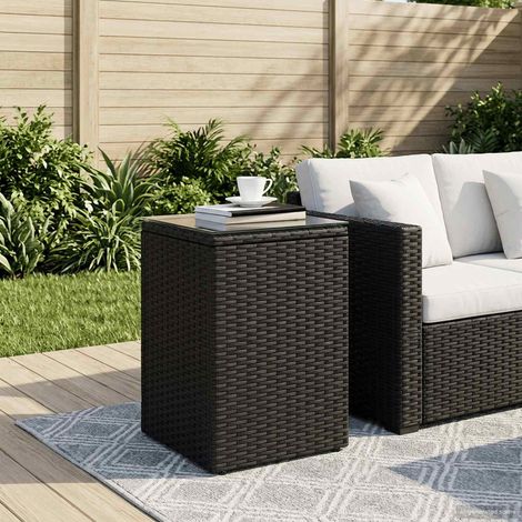 vidaXL Side Table Black 35 x 35 x 70 cm Poly Rattan
