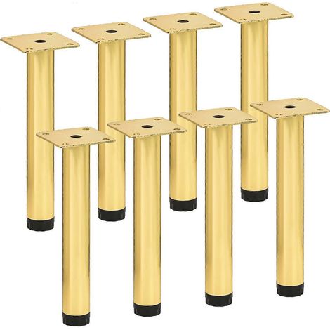 Pieds de meuble réglables, pieds de meubles en métal réglables, ensemble de 8 pieds ronds en fer doré robuste, ensemble de 8 pieds de remplacement pour table basse/meuble à monter soi-même, 6 pouces ( (1/5)
