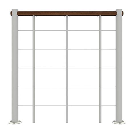 Garde corps escalier droit - Noir - Acier thermolaqué - Longueur 1m - Main-courante en bois - RE-I-SLM-BOIS-GN