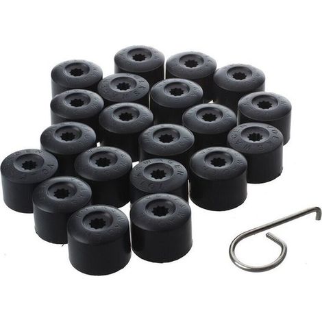 20 schwarze Radmutternkappen, passend für Volkswagen Golf (1/4)