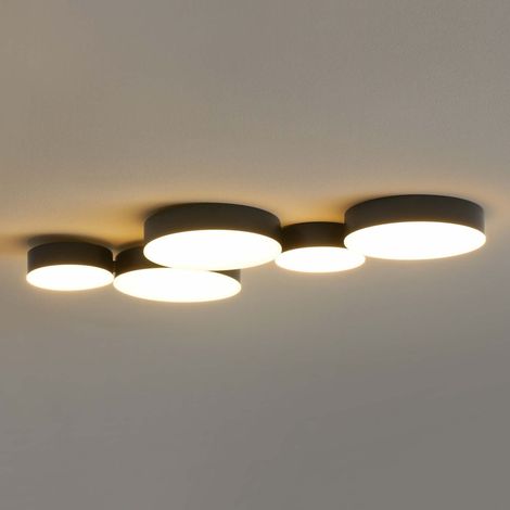 Moderne schwarze Deckenlampe mit 5 LED-Spots -Skavi