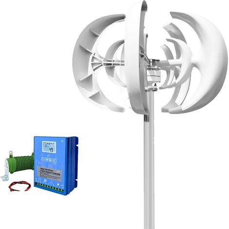 Générateur éolien, design à axe vertical, pales en fibre de verre, 48V, avec contrôleur LCD, 5000W, Avec contrôleur LCD, 5000W, 48V