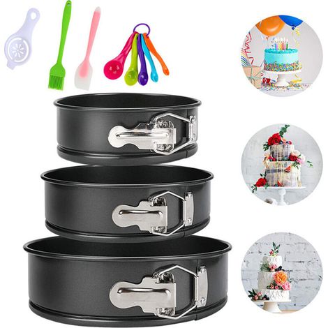 Runde Kuchenform, Antihaft-Kuchenform-Set, Runde Springformen aus Edelstahl, Springform mit herausnehmbarem Boden, 7-teiliges Set (1/2)