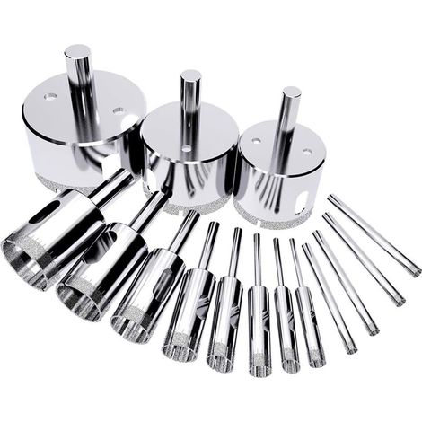 Crediri Diamantbohrer, Lochsägen, Lochsägen, Diamantbohrer, Diamantlochsäge, Fliesen für Glas, Keramik, Porzellan, Marmor, Fliesen und Granit, 6 mm bis 50 mm, 15 Stück (1/5)
