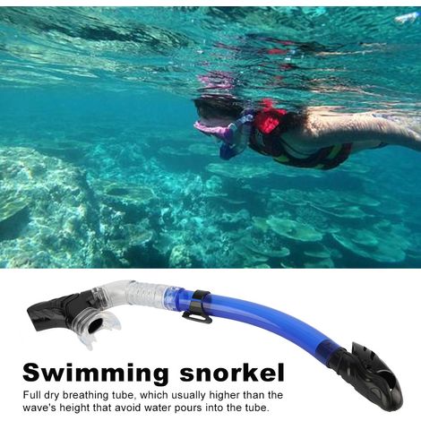 Tube respiratoire entièrement sec avec embout buccal confortable en silicone et valve unique (bleu foncé)