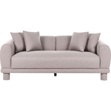 Divano a 3 posti moderno in tessuto con cuscini decorativi extra e gambe rivestite tortora Pori
