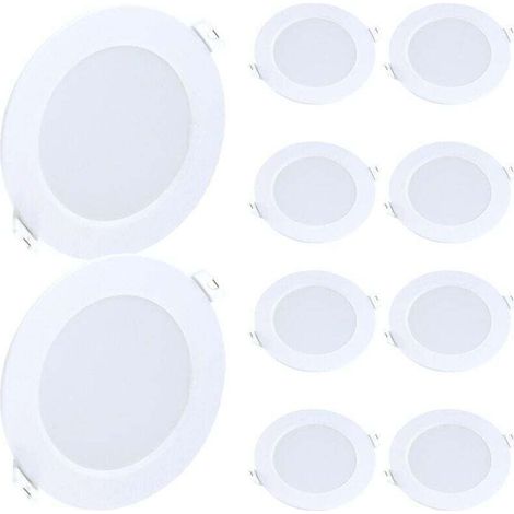 10-er-Set einbaubare LED-Spots mit 3 einstellbaren Farben, 9 W, intensives weißes Licht (6000 K), ideal für Küche, Wohnzimmer und Büro – ohne UV-Filter, CE-konform