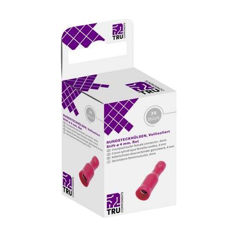 COSSE CYLINDRIQUE FEMELLE TRU COMPONENTS 8436864 0.50 MM² 1.50 MM² ENTIÈREMENT ISOLÉ ROUGE 25 PC(S) (1/3)