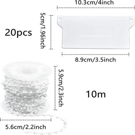 20 Pièces Stores Verticaux Poids Lattes Inférieures 89mm (3.5) x 10m Kit de Réparation de Stores, Blanc (1/4)