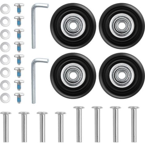 30 roulettes de rechange pour valises, roulettes silencieuses pour bagages-4X4CM-Black