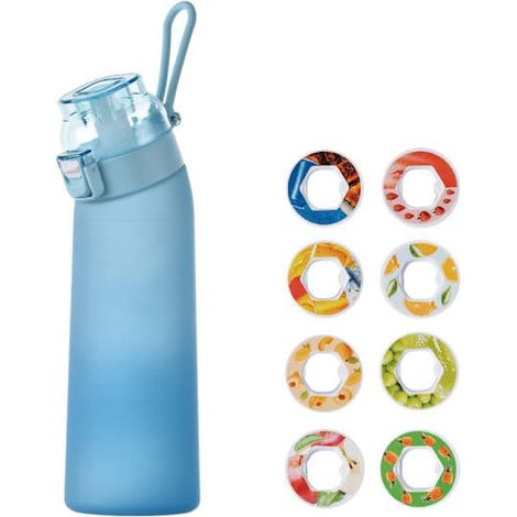 Gourde Air-Up 700 ml – 8 capsules aromatisées Sans sucre et savoureuse Gourde dégradée, idéale pour les activités de plein air et la salle de sport Dégradé bleu