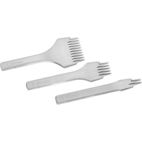 Ensemble d'outils à poinçonner en acier blanc 2/5/10, ciseau à coudre et à lacer pour l'artisanat du cuir (3,38 mm) (1/5)